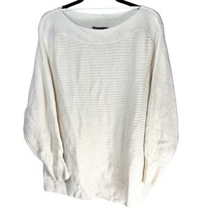 Lane Bryant Cozy Cream Ribbed Dolman Sleeve Sweater, [22/24]